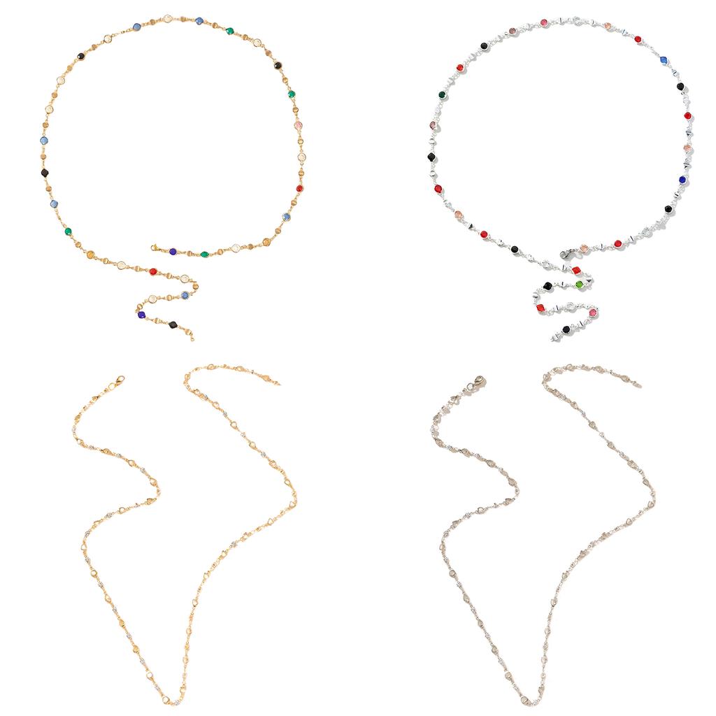 Crystal Adorned Necklace for Trendy Women Rhinestones Long Tassels Neckchain Adjustable Length Clavicle Chain Ornament