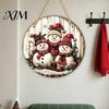 Indoor Holiday Party Decor Christmas Wooden Hanging Sign, Gnome Snowman Angel Candle 2D Wood Plaque, Winter Home Ornaments Vintage Xmas Wall