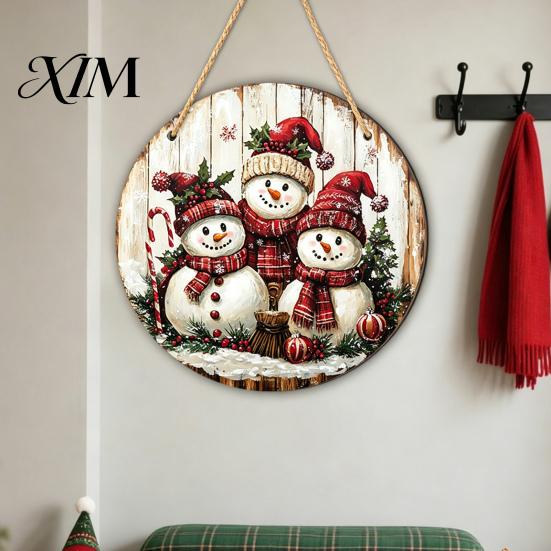 Indoor Holiday Party Decor Christmas Wooden Hanging Sign, Gnome Snowman Angel Candle 2D Wood Plaque, Winter Home Ornaments Vintage Xmas Wall