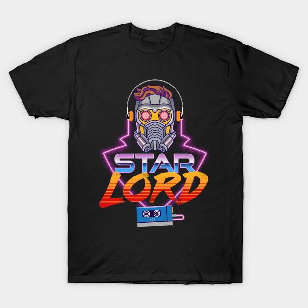 Men Black Print T-shirt Star Lord No-Cut Transfer Paper Print Cotton Tshirt S чёрный