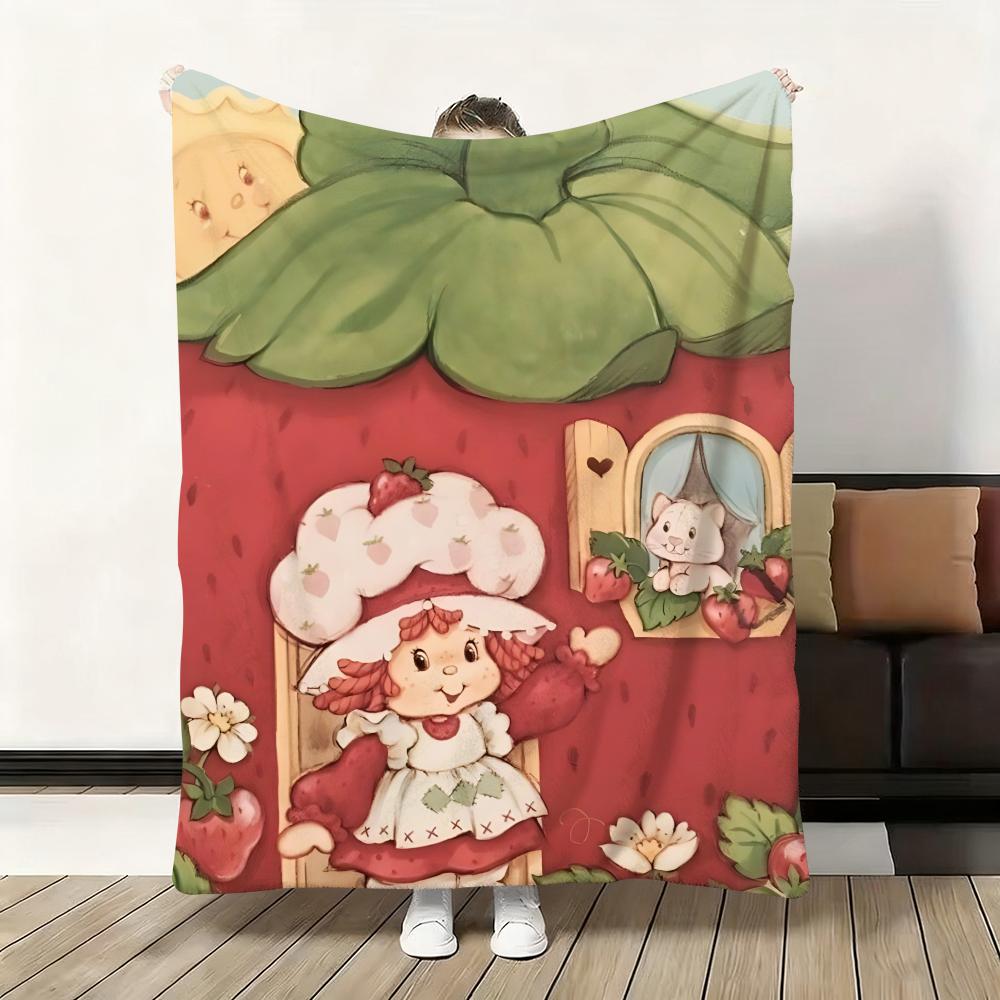 Süßer Cartoon s-Erdbeer S-Sahnetorte Überwurf Flanell Flauschig Weich Decke Warm Hautfreundlich Überwurf für Sofa Bett Büro Nickerchen Winter