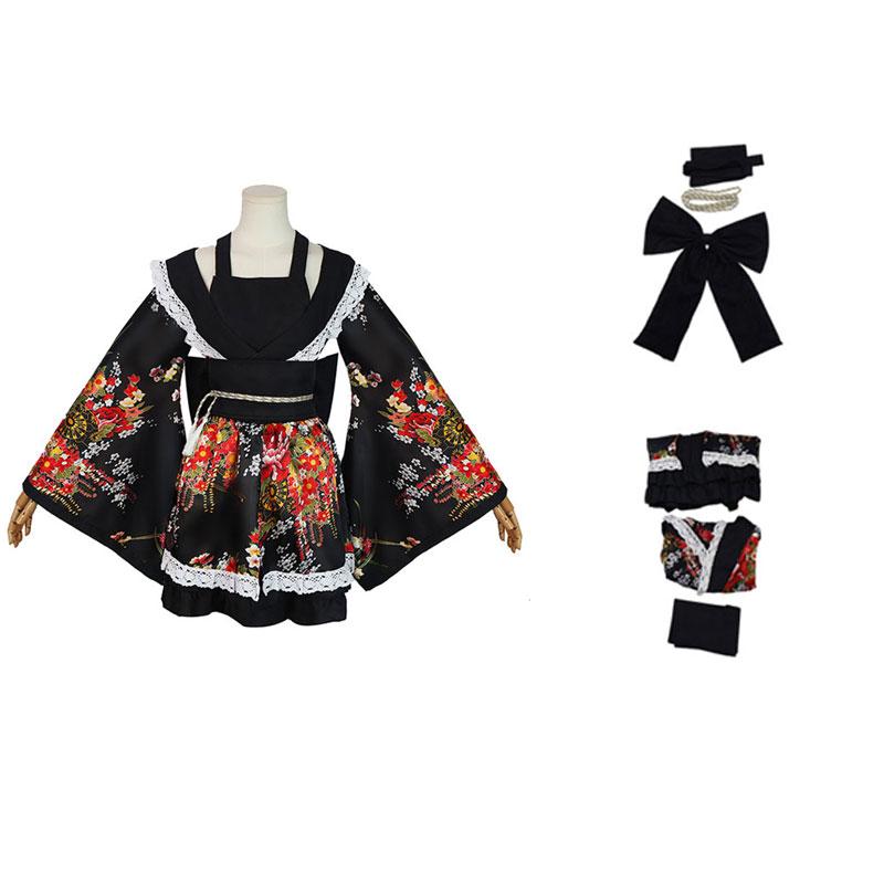 Gokuraku Maria Jodo Maid Outfit Cosplay Costume Set Lolita Uniform Play Role