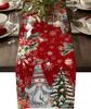 Christmas Tree Gnomes Snowflake Linen Table Runner Dresser Scarf Winter Xmas Kitchen Dining Table Runner Navidad Decoration 2025