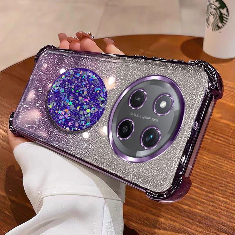 Luxury Shockproof Glitter Holder For Silicone Ring Honorx9c Case For Honor X9C Smart X7C X6A X6B X6C With Holder Stand Cover