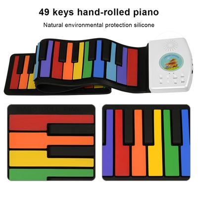 Przenośny 49-klawiszowy elektroniczny fortepian akumulatorowy dla dzieci elastyczny zwijany instrument muzyczny prezent kolorowy