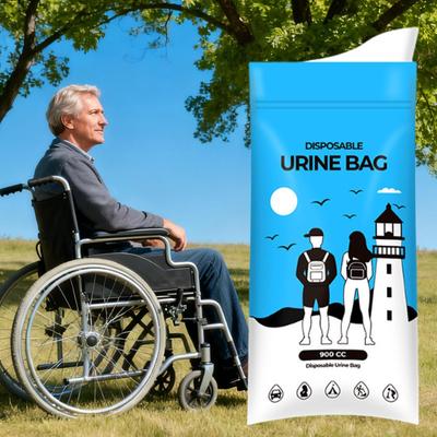 1PC 900ml Leak-Proof Travel Urine Bag Disposable Portable Urinary Emergency Pee Bag For Camping Car Trip, Bedridden, Men & Women