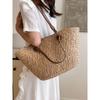 Summer New Straw Woven Bag Women Large Capacity Woven Vegetable Basket Portable Commuter Bag Seaside Holiday Style Tote Bag