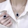 Women's Retro Fashion Sapphire Necklace & Ring Set - Elegant and Versatile Accessories