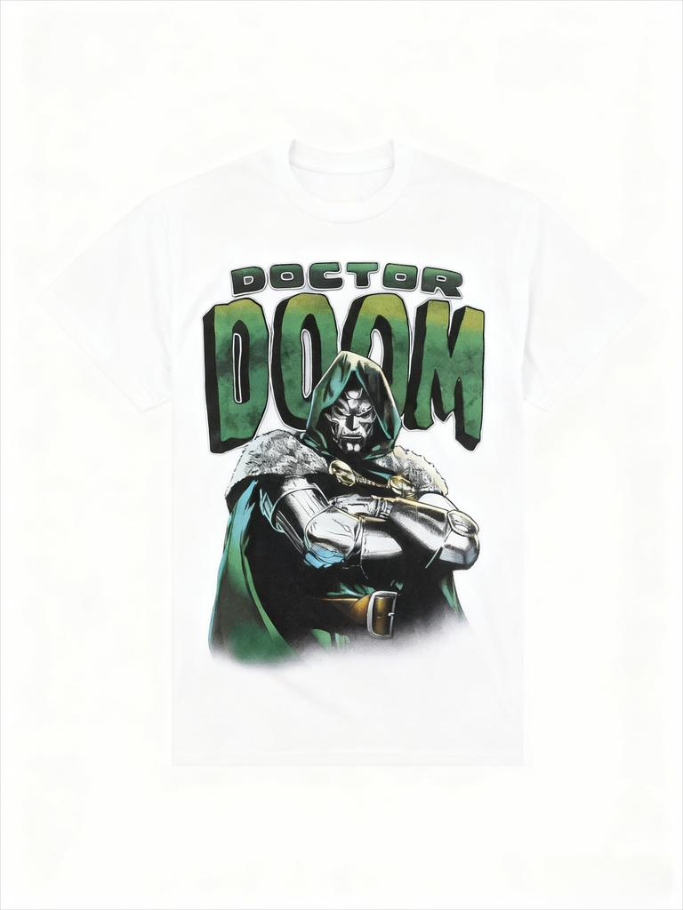Genuine 2026 New Fantastic Four Dr. Doom Comic Print Plus Size Men's Short Sleeve Relaxed Crew Neck T-Shirt