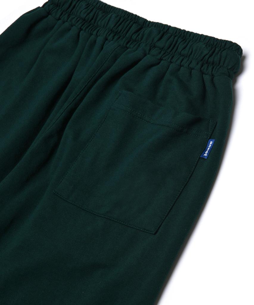 A Note Cutoff Wide Half Sweatpants Deep Green