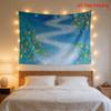 Bohemian Blue Tapestry Wall Hanging Floral Pathway Art Boho Decor Print for Bedroom and Living Room Home Decoration