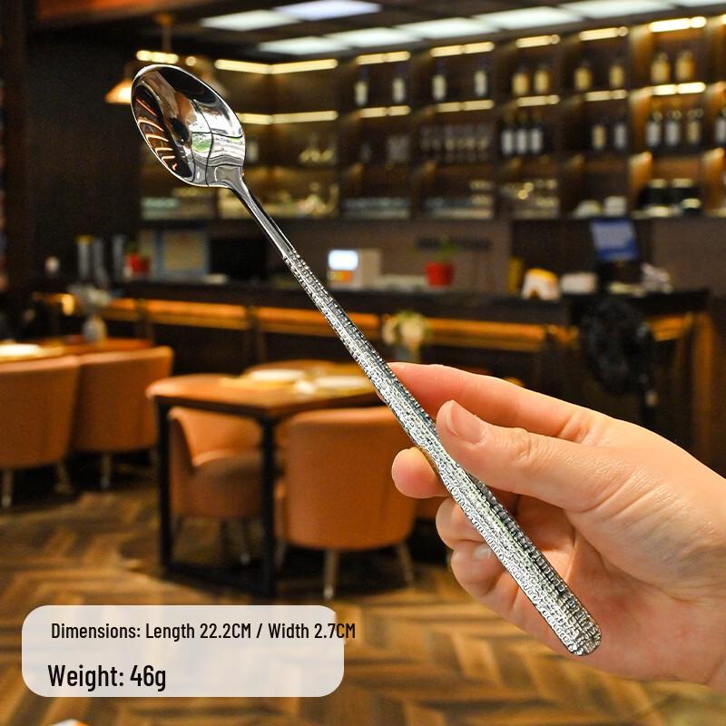 

304 Stainless Steel Diamond Pattern Long Handle Ice Spoons (3-Pack)