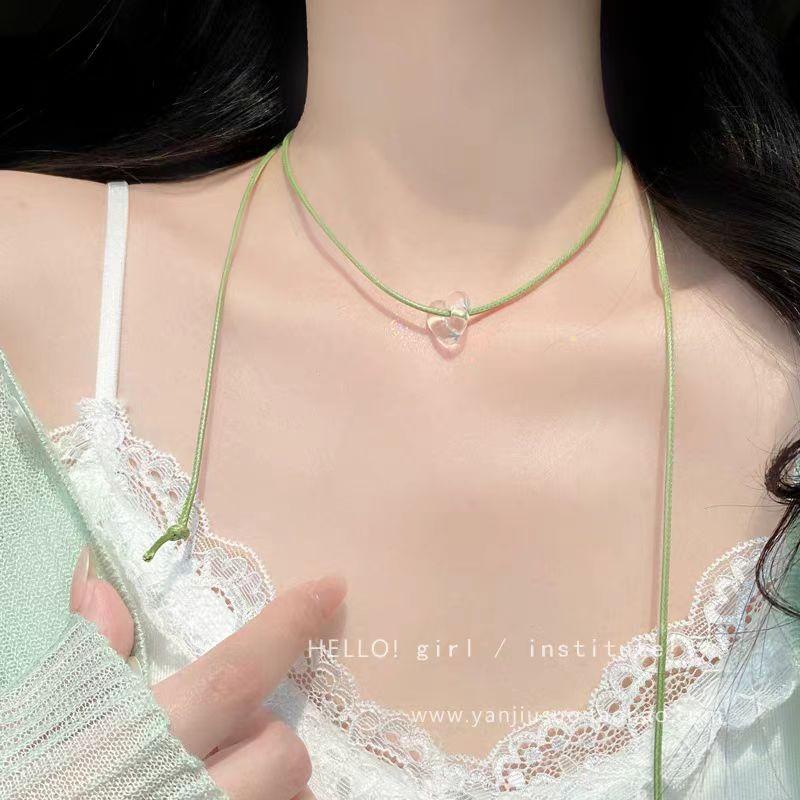 Atmosphere sweetheart, simple and clear love color rope necklace dopamine sweet collarbone chain pull neck chain