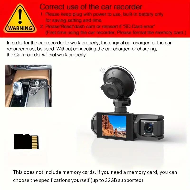 1080P WIFI 3 Channel Dash Cam, 1080P WIFI Dash Cam for Car, G-Sensor, Deg Wide Angle Dashboard with Infrared Night Vision