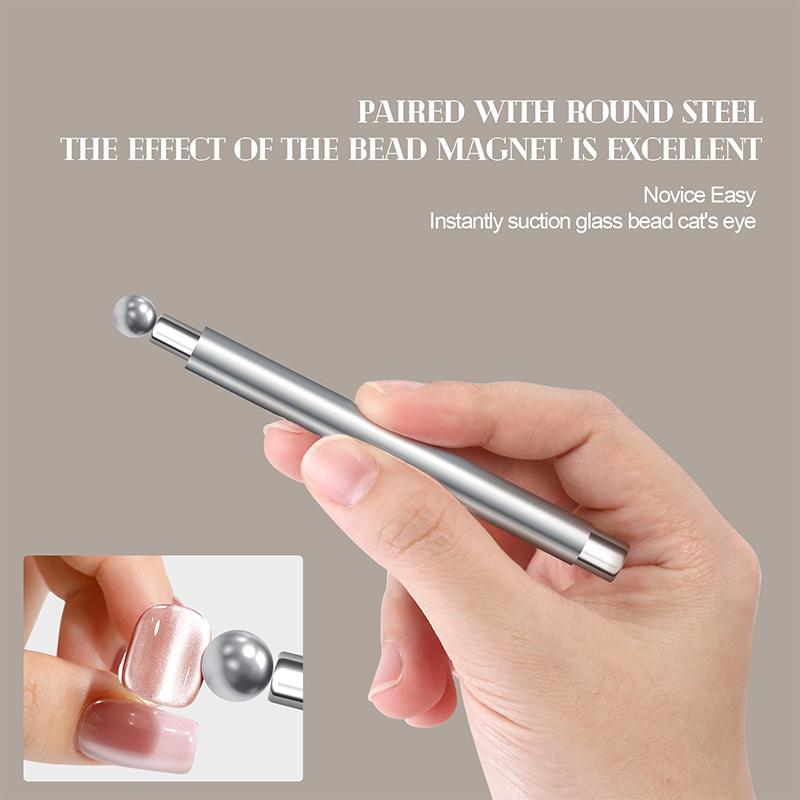 Nail Art Magnetic Stick Cat Eye Magnetic Ball Aluminum Handle Cylindrical Uv Gel Magnet Tools Double End Nail Design Tools