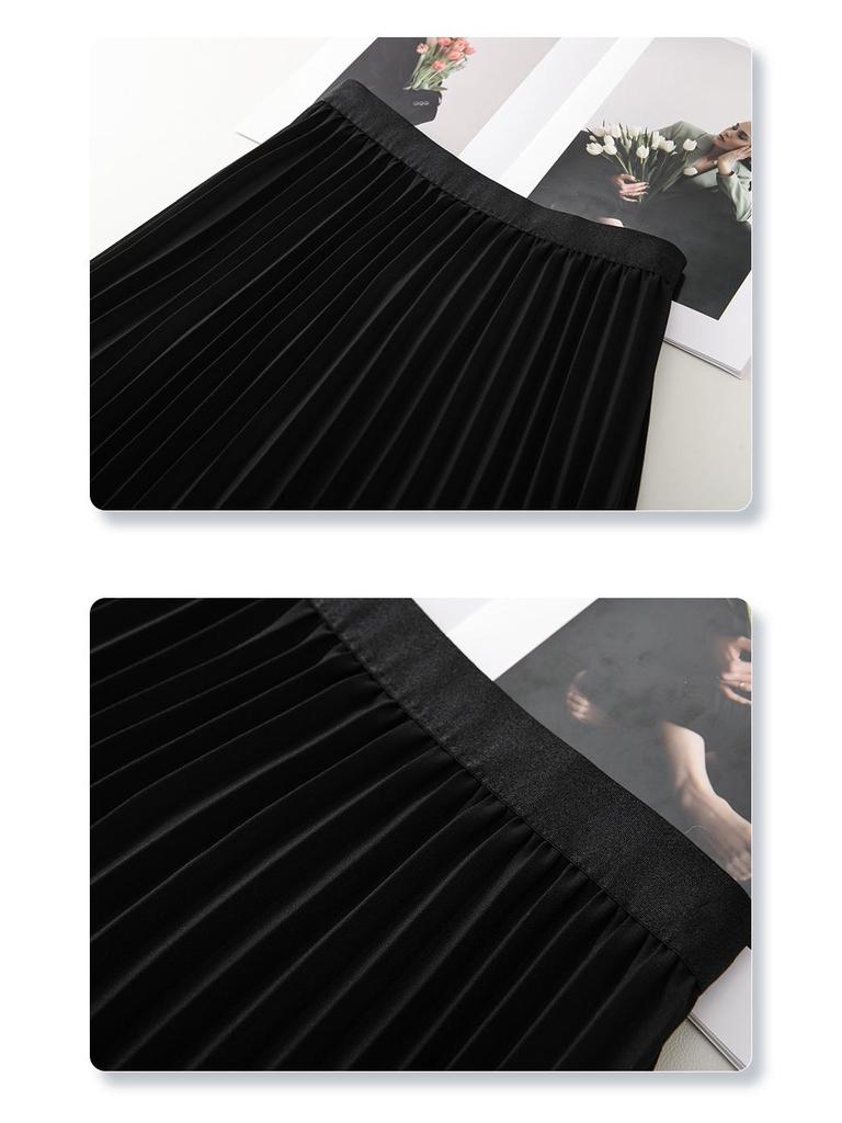 Women’s High Waist White Mesh Pleated A-Line Skirt with Lace Patchwork, Mid-Length, Summer 2025 Collection