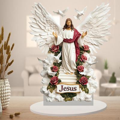 Jesus Ornament 2D Flat Acrylic Sign Novelty Waterptroof Table Party Decor for Drawing Room Cafe