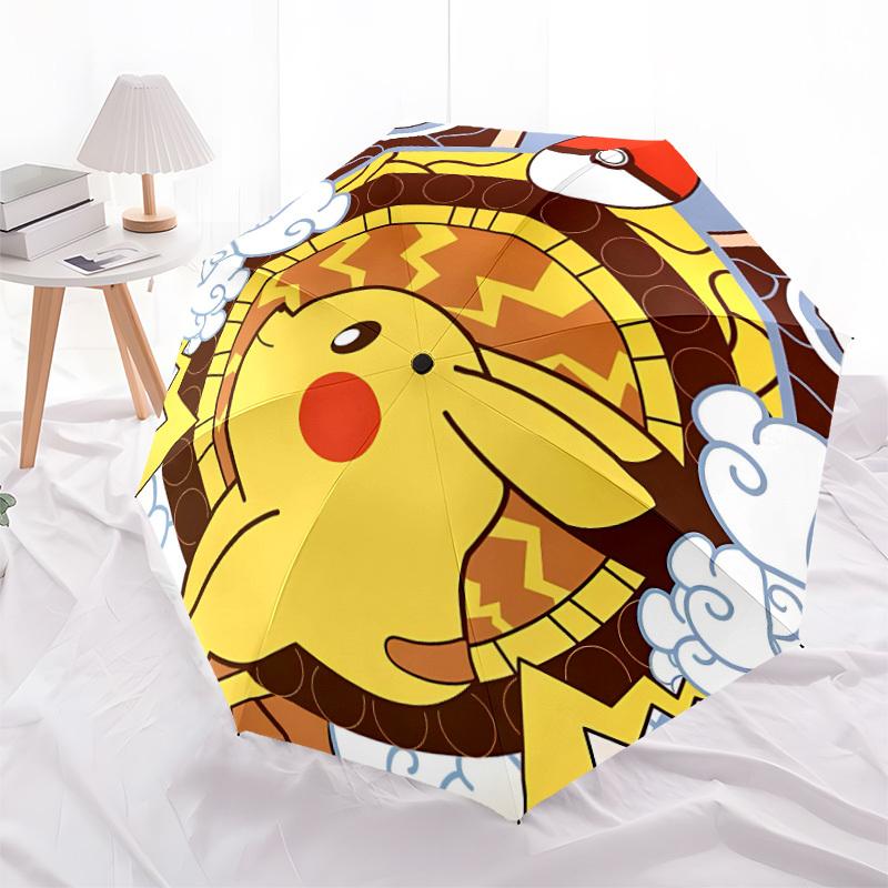 1pc Pikachu Automatic Folding Umbrella, Automatic Folding Umbrella with 8 Ribs, Convenient for Outdoor Use  020