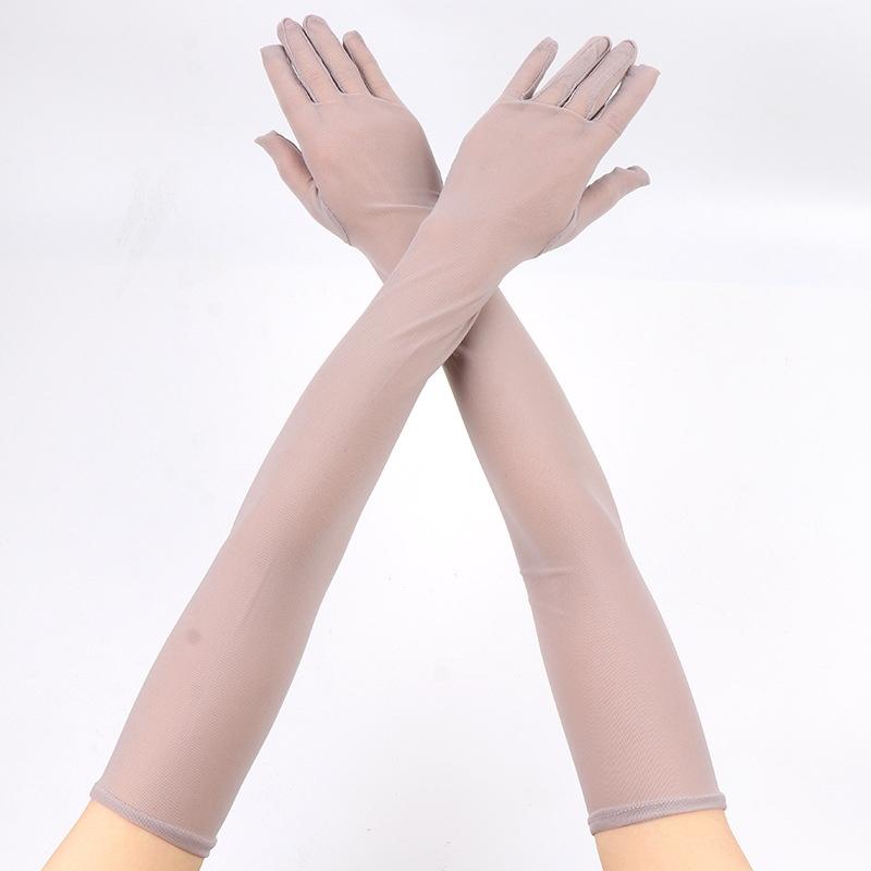 55CM Sexy Lace Thin Hollow Transparent Long Gloves Breathable Net Yarn Women Man Stage Performance Party Cosplay Elasticity