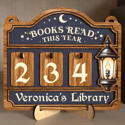 Wooden Material Books Counter Sign Hanging Decor Table Decor Wooden Reading Tracker Books Read Counter For Book Lovers