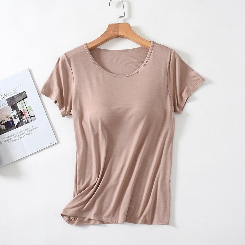 Women's Home Wear Solid Color Short Sleeve Round Neck Modal Temperament