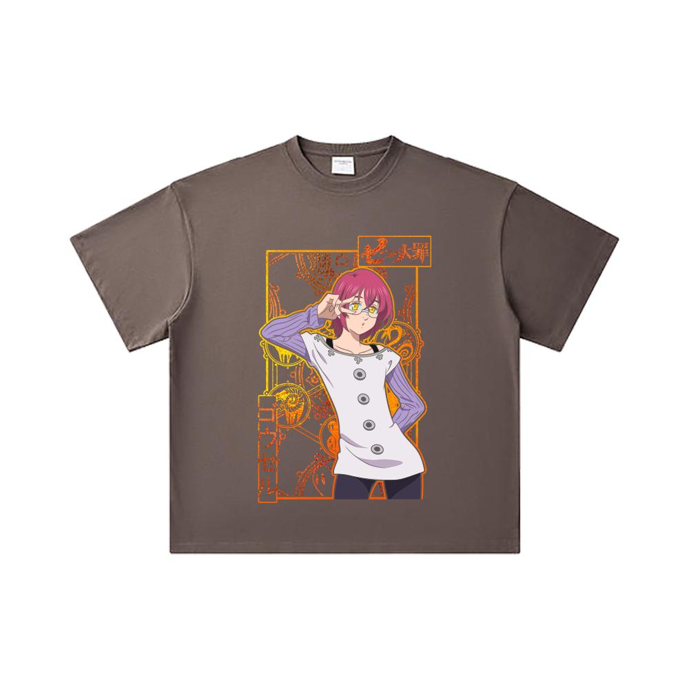 260 GSM Doppelgarn 32er Zählart 100% Baumwolle Sieben Todsünden V11 Gowther Druck Unisex Schweres Baumwoll-T-Shirt