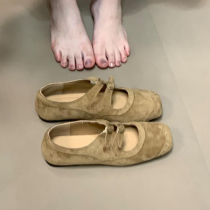 French Square Toe Flat Single Shoes Women's Autumn Vintage Soft-soled Mary Jane Shoes Shallow Commuter Women's Shoes