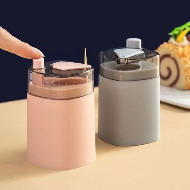 New Toothpick Storage Box Living Room Dining Room Automatic Pop-up Toothpick Box Household Push Toothpick Holder Dispenser