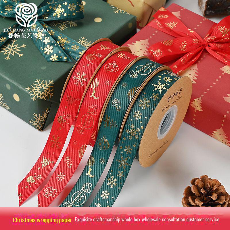 

«Рождественская лента Цзечан для самостоятельного изготовления цветочных букетов и упаковки подарков» English Christmas Deer 1CM*25 Code красный