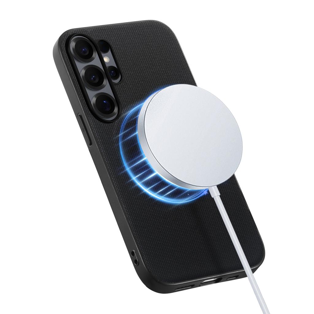 For Samsung Galaxy S26 Ultra Magnetic Case Fine Grid Texture Leather + PC + TPU Phone Cover