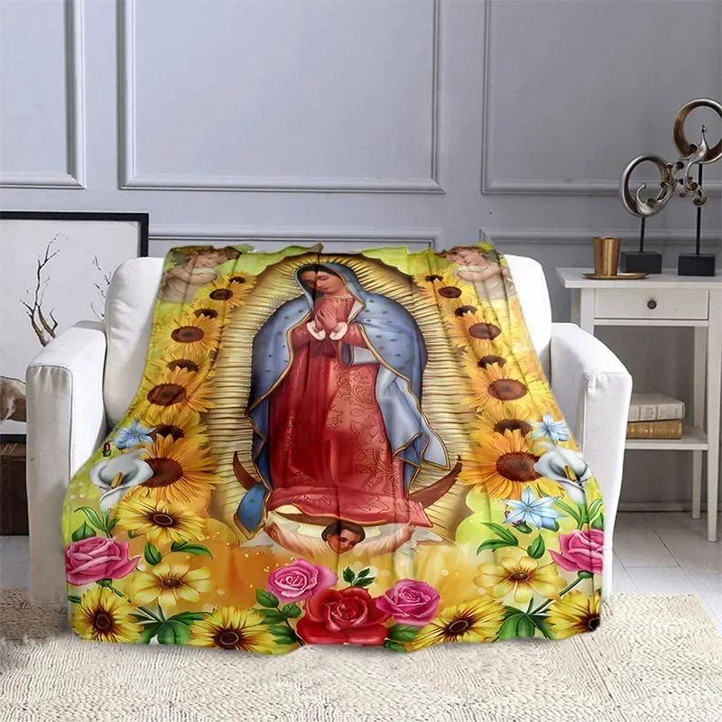 Jesus and The Virgin Mary Print Blanket Faith Religious Blanket Soft Warm Throw Blanket Sofa Bedding Birthday Gifts Blanket