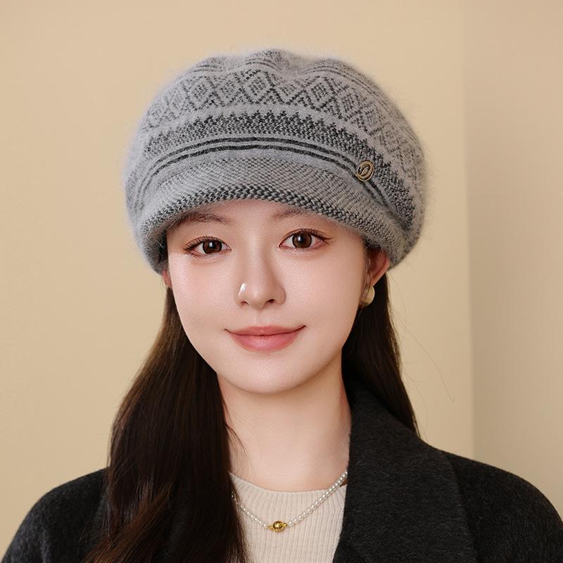 Hat Women Winter In The Elderly Autumn and Winter Warm Rabbit Hair Beret Fashion Cold Knitted Hat