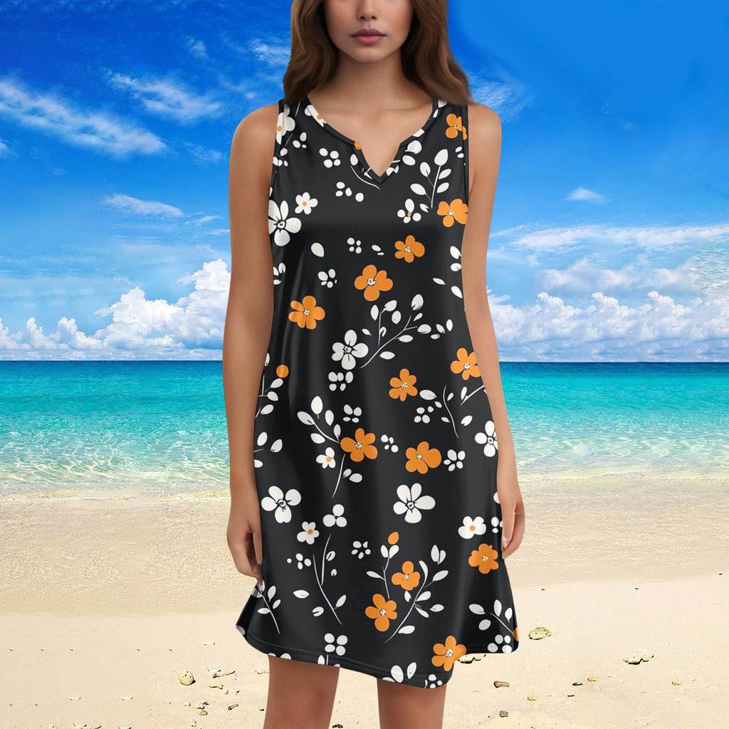 Women's Fashion Floral Print V-Neck Camisole Dress