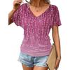 Dámské módní tričko s krátkým rukávem a výstřihem do V s 3D potiskem, letní pohodlné sportovní topy