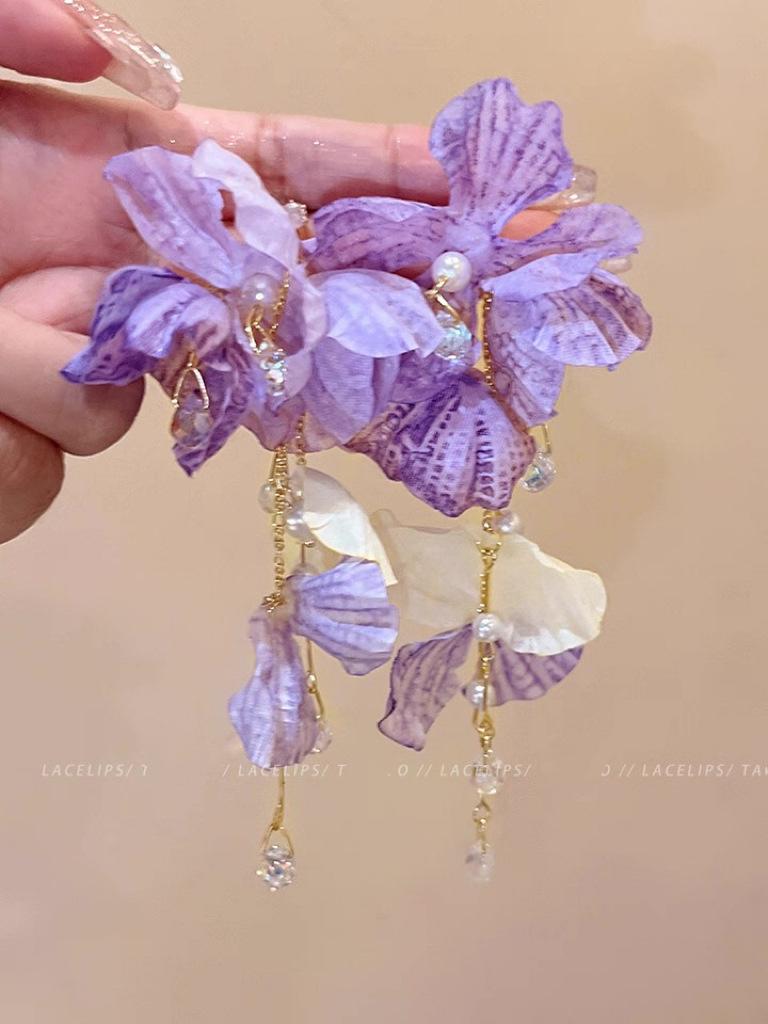 Colorful Dopamine Fabric Beaded Earrings – Women's Studs, Seaside Vacation Style, Ear Clips