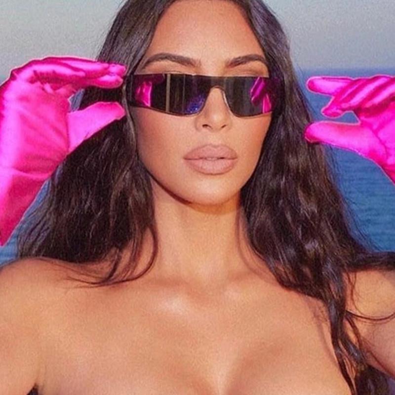 Flat Top Shield Fashion Punk Sunglasses Women Y2K Sun Glasses Men Mirror One Piece Eyewear 2000S 90S Aesthetic Goggles