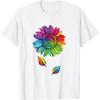 Rainbow Sunflower Be Kind Autism Awareness Graphic Tee Casual Cotton T-Shirt Unisex