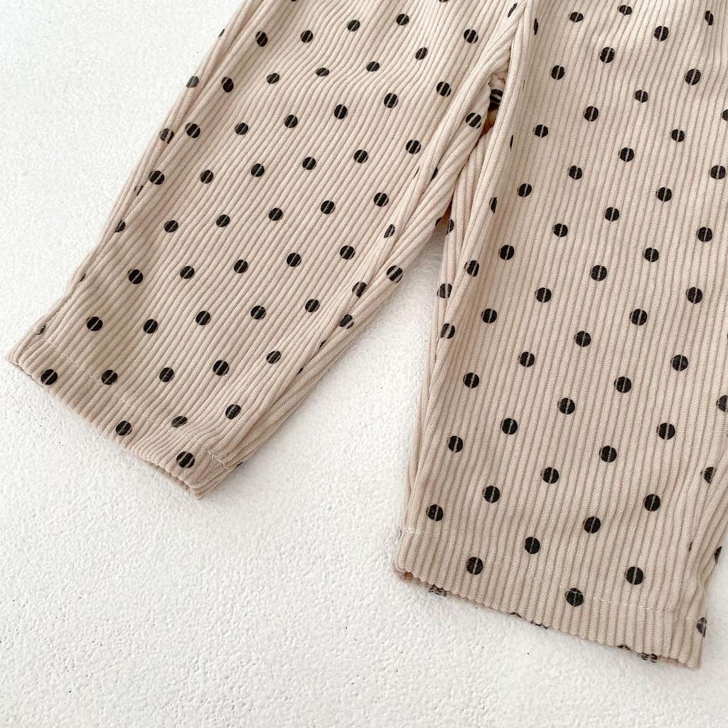 2025 Autumn Baby Pants Boys and Girls Korean Version Loose Polka Dot Corduroy Fashion Casual Sports Pants