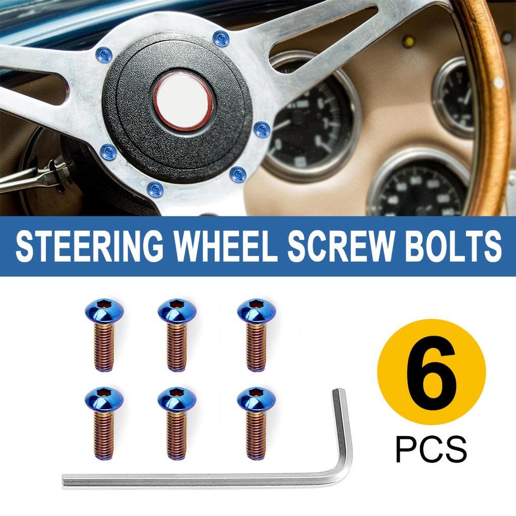 6pcs Steering Wheel Screw Bolts Titanium Tapered M5×0.8 Length 19mm Round / 15mm Flat Head Fit Lot Of Steering Wheel volante