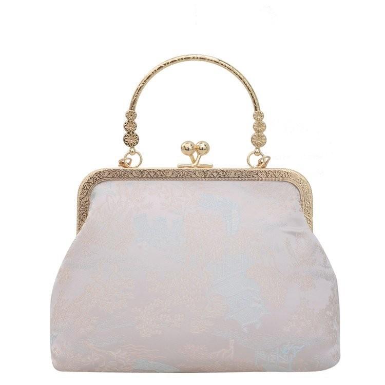 Elegant Chinese Style Floral Embroidered Qipao Shoulder Bag With Lace Design