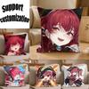 Senchou Houshou Marine ChibiS Square Sofa Pillow Cover Solid Color Living Room Home Decor Cushion Case
