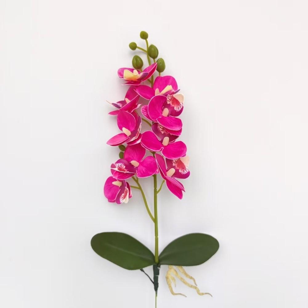 

New 9 Flowers Artificial Orchid Flowers Pink PVC Artificial Faux Plants Multi-Bloom Fake Flower Living Room Ornaments рожевий червоний колір