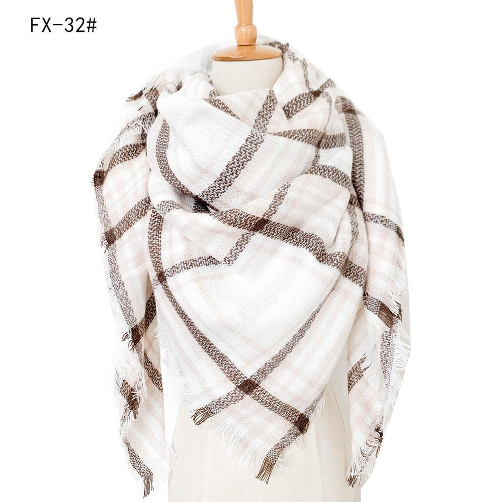 Factory Direct Sales Foreign Trade Autumn/winter New Neck Scarf, Imitation Cashmere Acrylic Black Beige Plaid Square Scarf, Women's Shawl