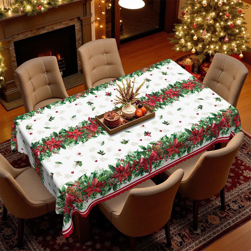 Weihnachts-Retro-Tischdecke, Rechteckige Esstisch-Kaffeetischabdeckung, Party-Dekorationstuch