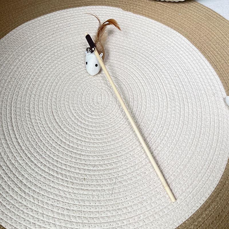 40cm Wooden Cat Teaser Stick with Sisal Ball Handle Wooden Handle Length 40cm
