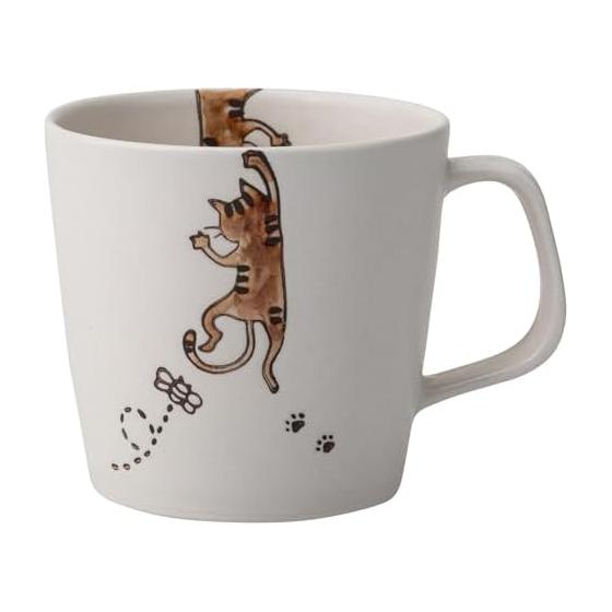 Hasami ware mug, capacity approx. 280ml, neko brown, microwave safe, dishwasher safe 25441