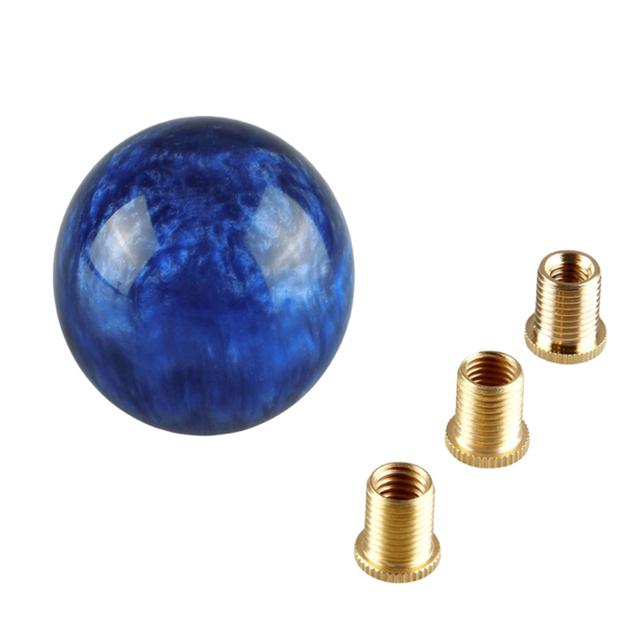 NEW Racing Marble Style Round Ball Gear Shift Knob With 3 Adapters For Most Cars Interior Accessories