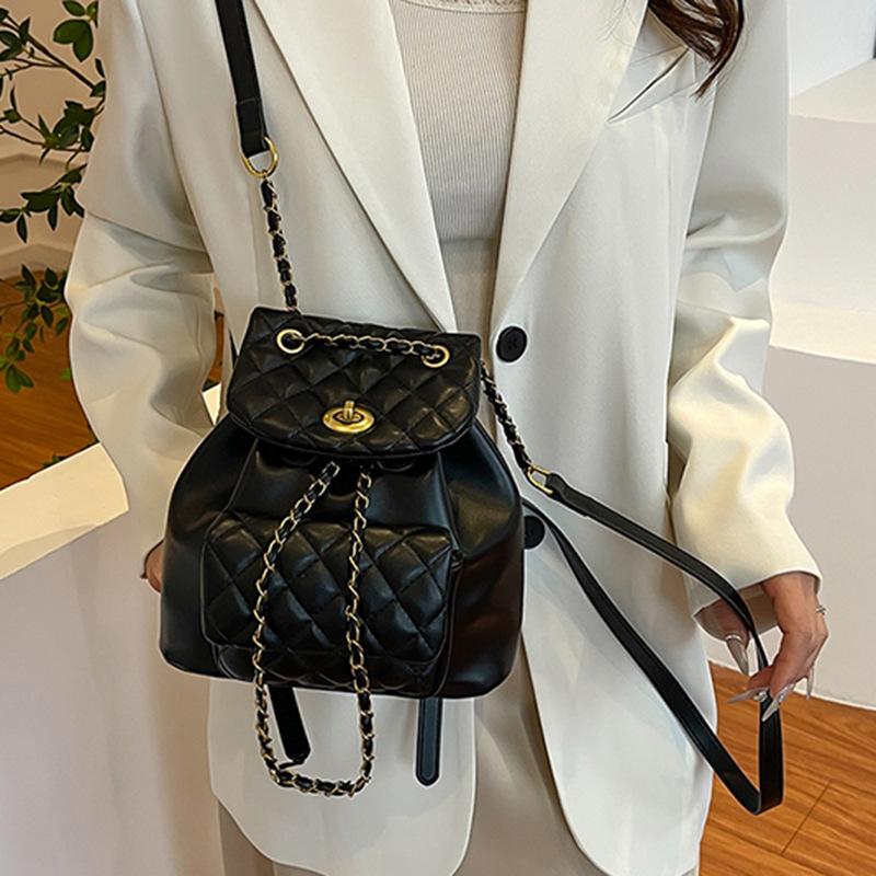 Zaino a rombi con catena zainetto da donna 1011 nuova collezione primavera stile straniero borsa da donna alto valore moda zaino piccolo portatile