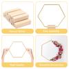 Hexagonal Metal Floral Hoop Wreath Macrame Round Metal Hoop Rings with Wooden Base Centerpiece for Wedding Table Decoration