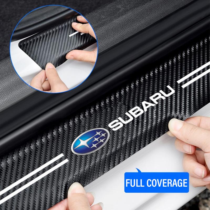 For Subaru Impreza Forester Tribeca WRX Outback Decoration Carbon Fiber Car Sill Bar Non-slip Anti-scratch Auto Accessories WW3